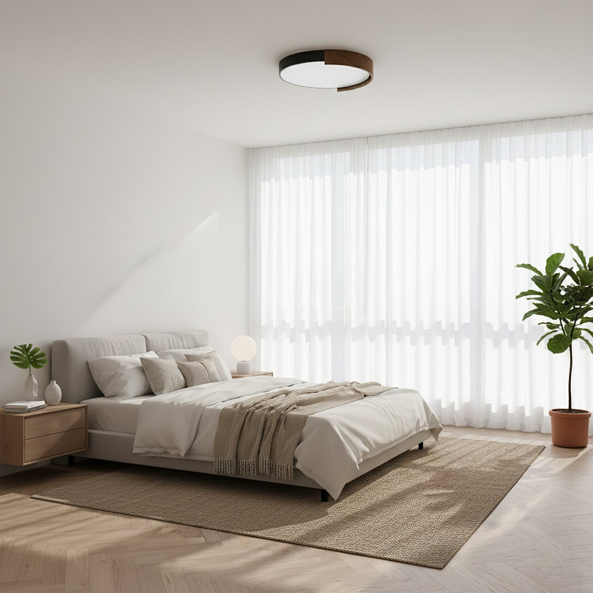 Top-down view of the round Claxy ceiling light.