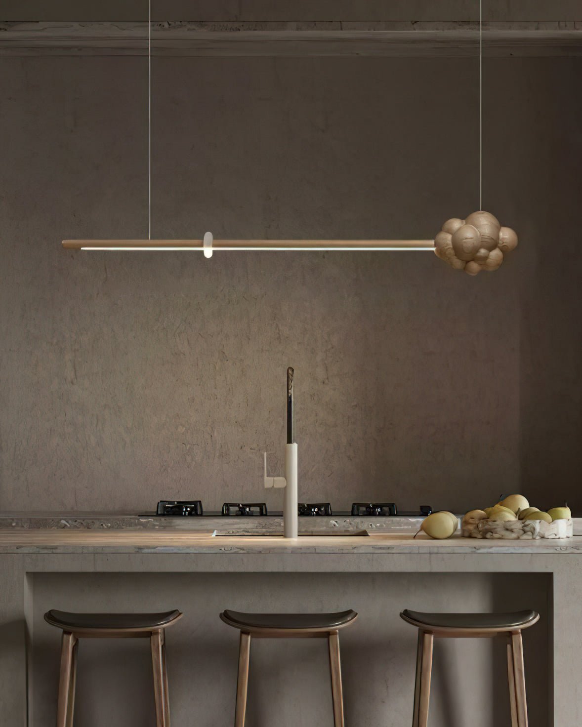 Cyrona Suspension Minérale Nuage Bois Minimaliste