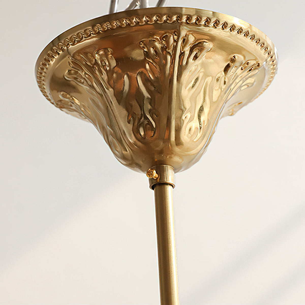 Side profile of the chandelier showing the arrangement of prisms.