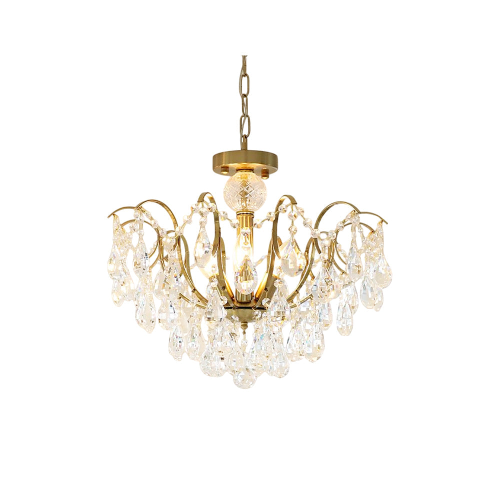 Front view of the Colette Crystal Chandelier with a gold finish.