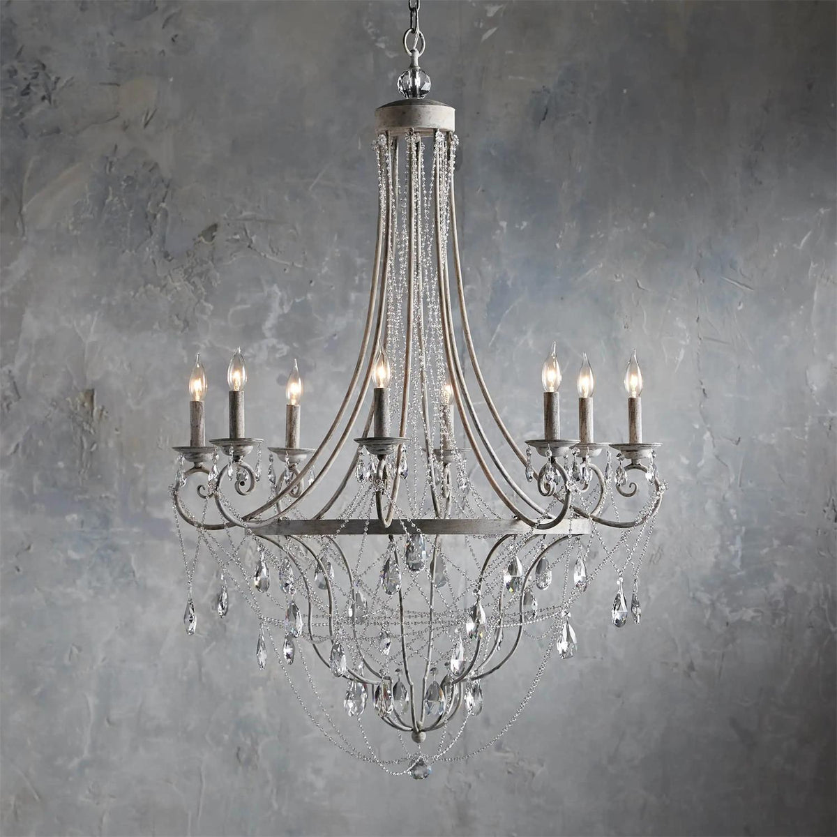 Luster Lustre Métal Cristal Industriel Traditionnel Vintage