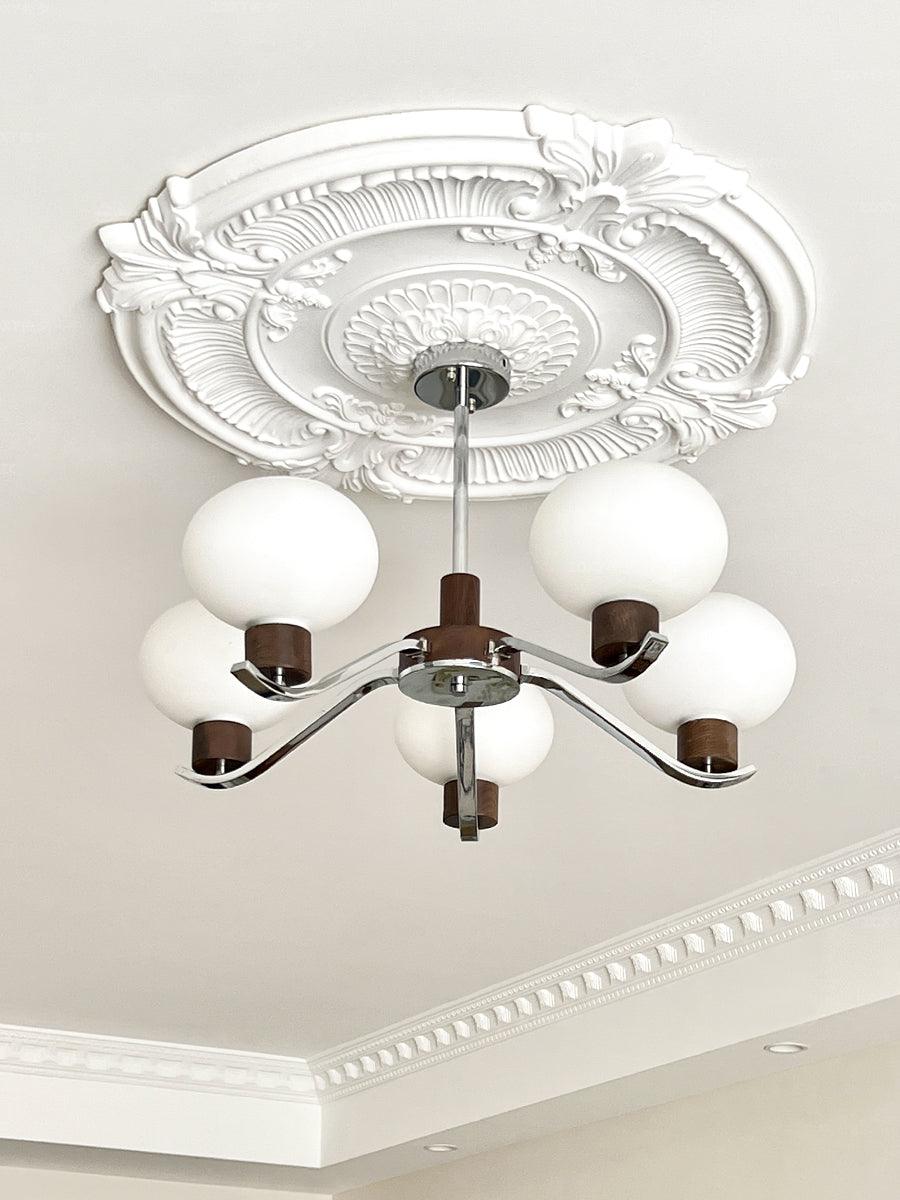 Rosara Lustre Élégant en Chrome et Noyer