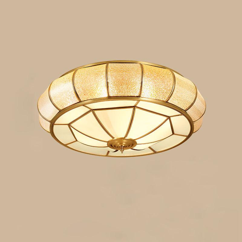 Vireya Postmoderne Luxe Tambour Laiton Verre Plafonnier