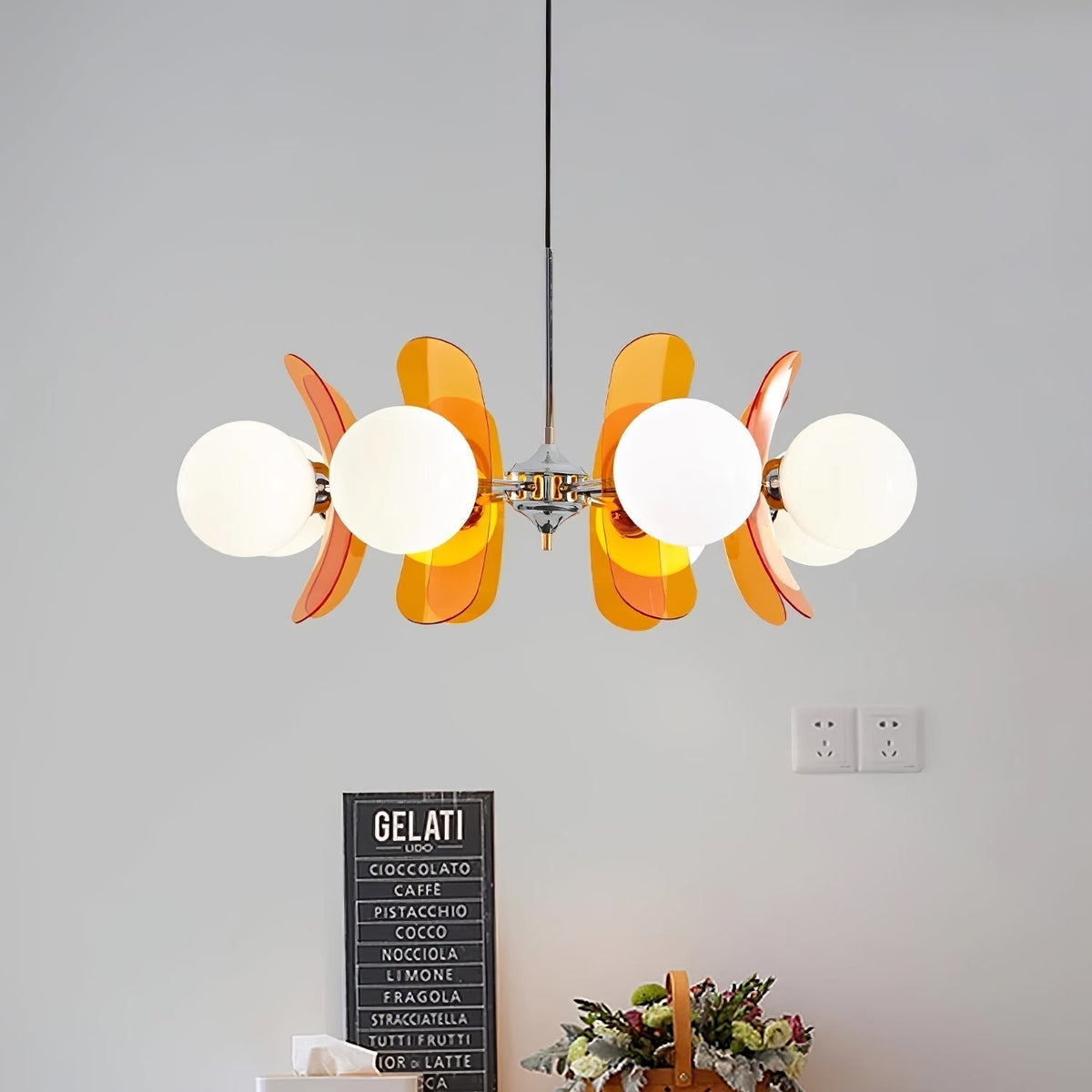 Surivar Lustre Sputnik Créatif En Verre Orange Et Acrylique-Cielum