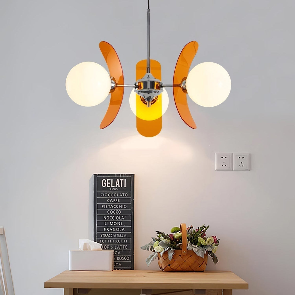 Surivar Lustre Sputnik Créatif En Verre Orange Et Acrylique-Cielum