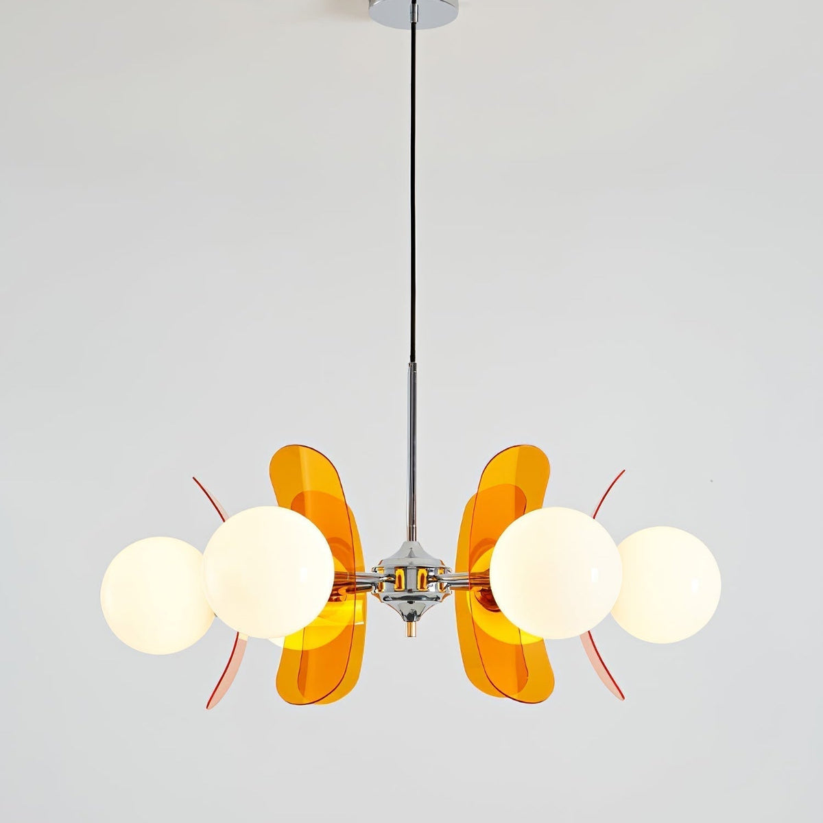 Surivar Lustre Sputnik Créatif En Verre Orange Et Acrylique-Cielum
