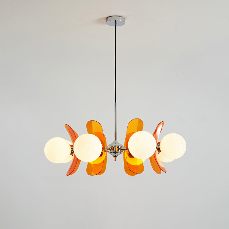 Surivar Lustre Sputnik Créatif En Verre Orange Et Acrylique-Cielum
