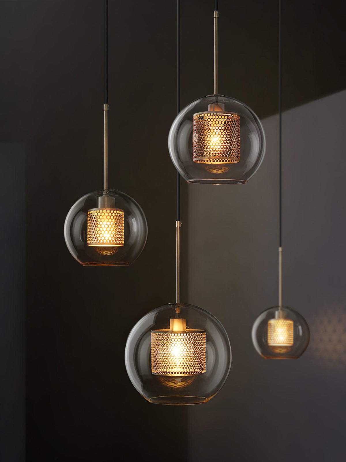 Alvenna Lustre Suspendu En Verre Maillage Doré Pour Salle À Manger