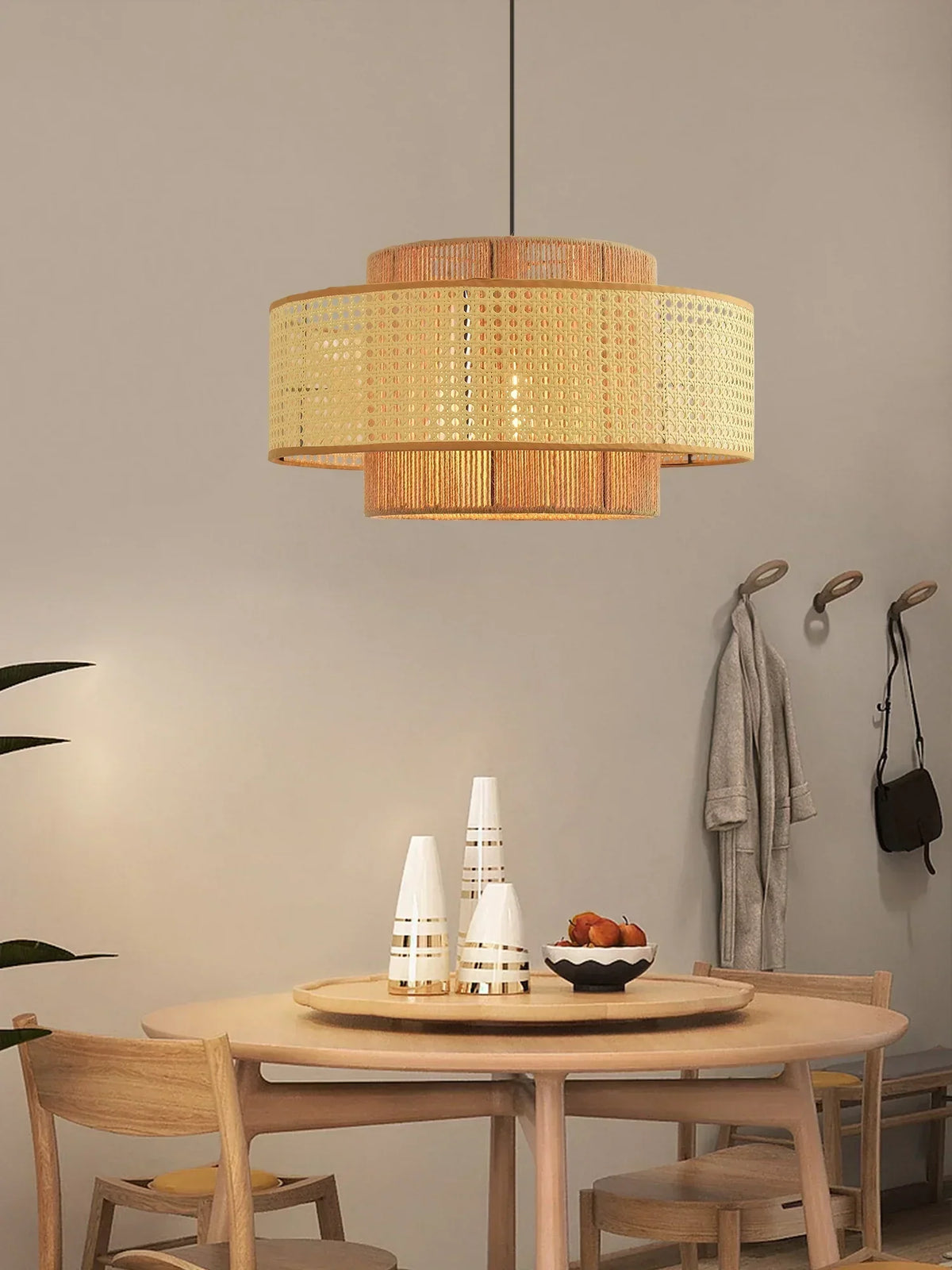 Felella Lampe Suspension en Rotin Concentrique