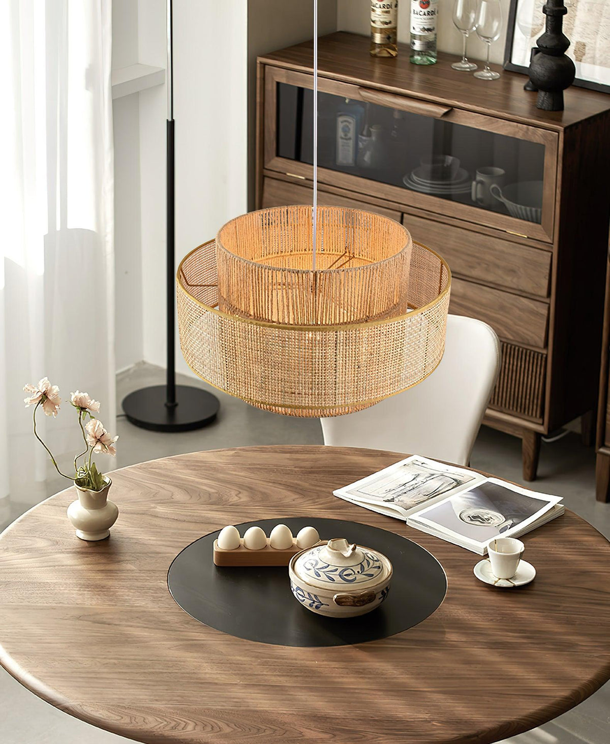 Felella Lampe Suspension en Rotin Concentrique