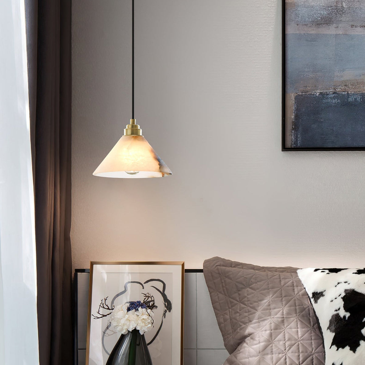 Brinira Suspension En Laiton Et Albâtre Minimaliste Moderne