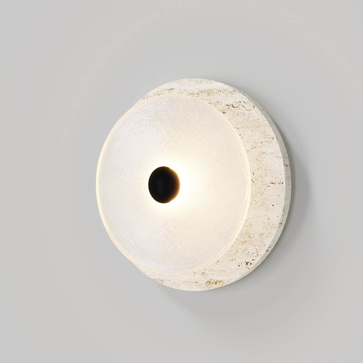 Ether Lampe Murale En Métal Argenté Et Travertin Minimaliste Moderne