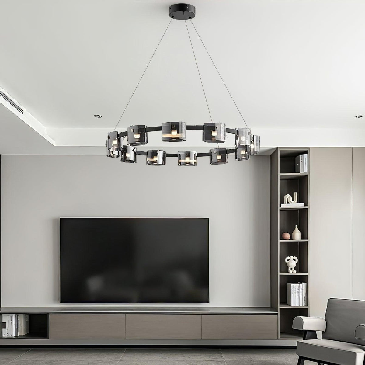 Ardaira Lustre Verre Circulaire Bras en Fer
