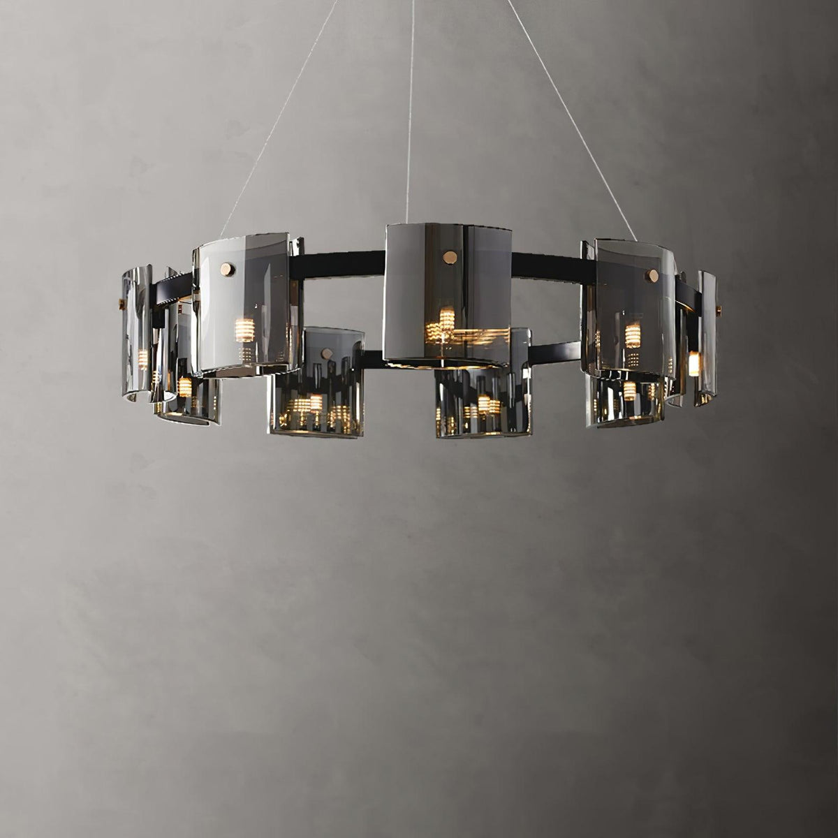 Ardaira Lustre Verre Circulaire Bras en Fer