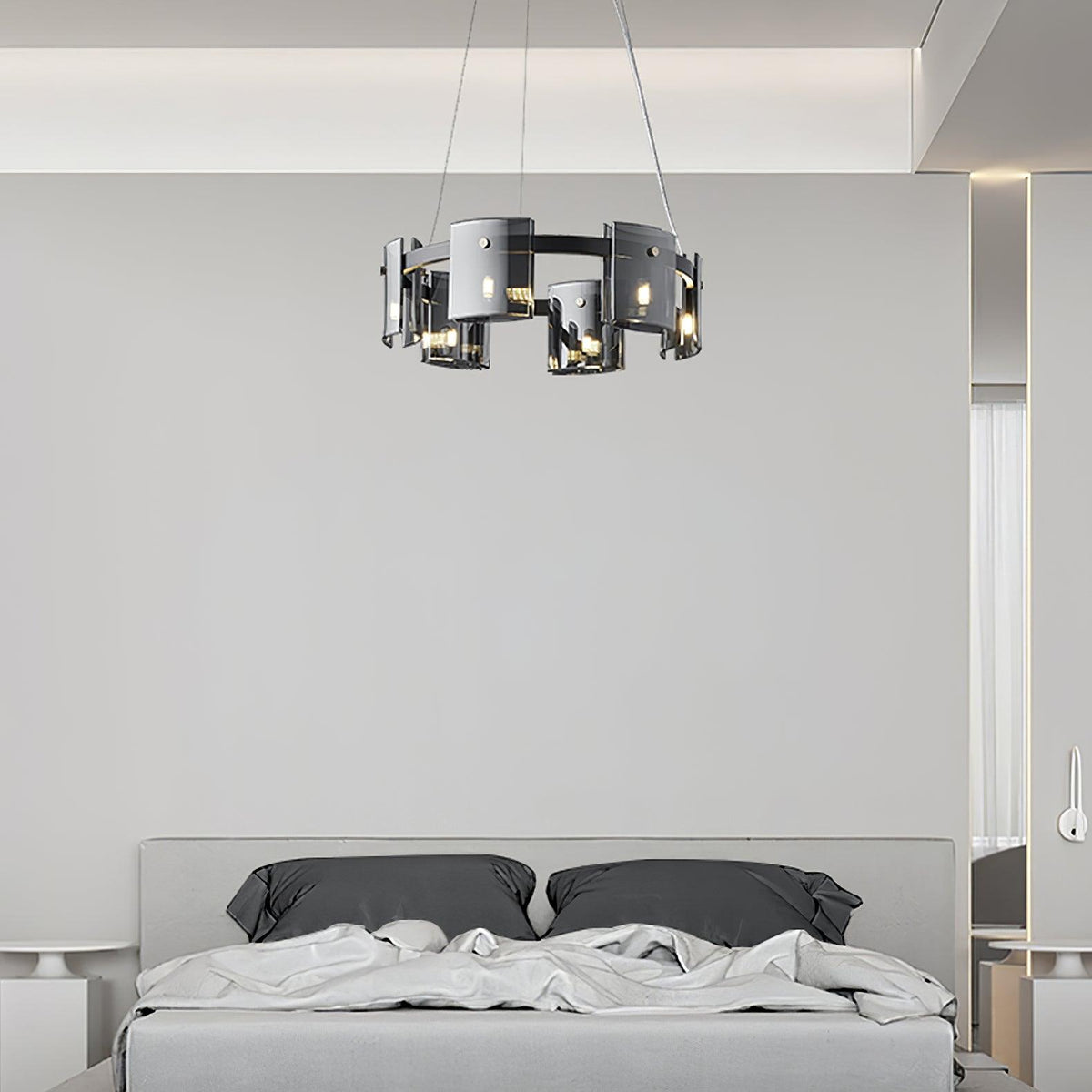 Ardaira Lustre Verre Circulaire Bras en Fer