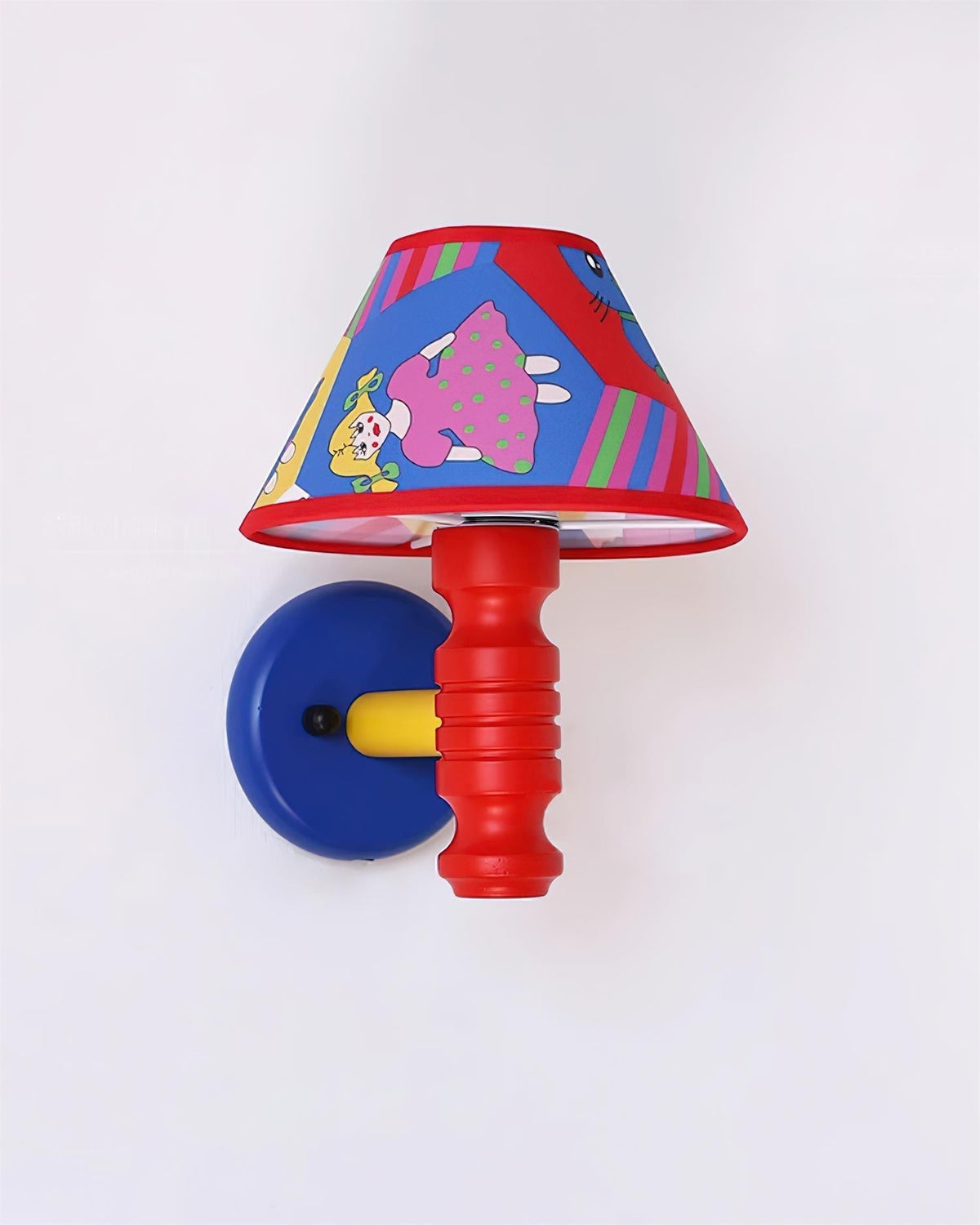 Wall Lamp with Cartoon Fabric Shade and Metal Arm Kids Room-Neutral Decor
