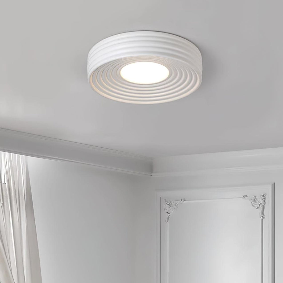 Ceiling Light Ribbed Canopy Textured Contemporary Fixture-Neutral Decor