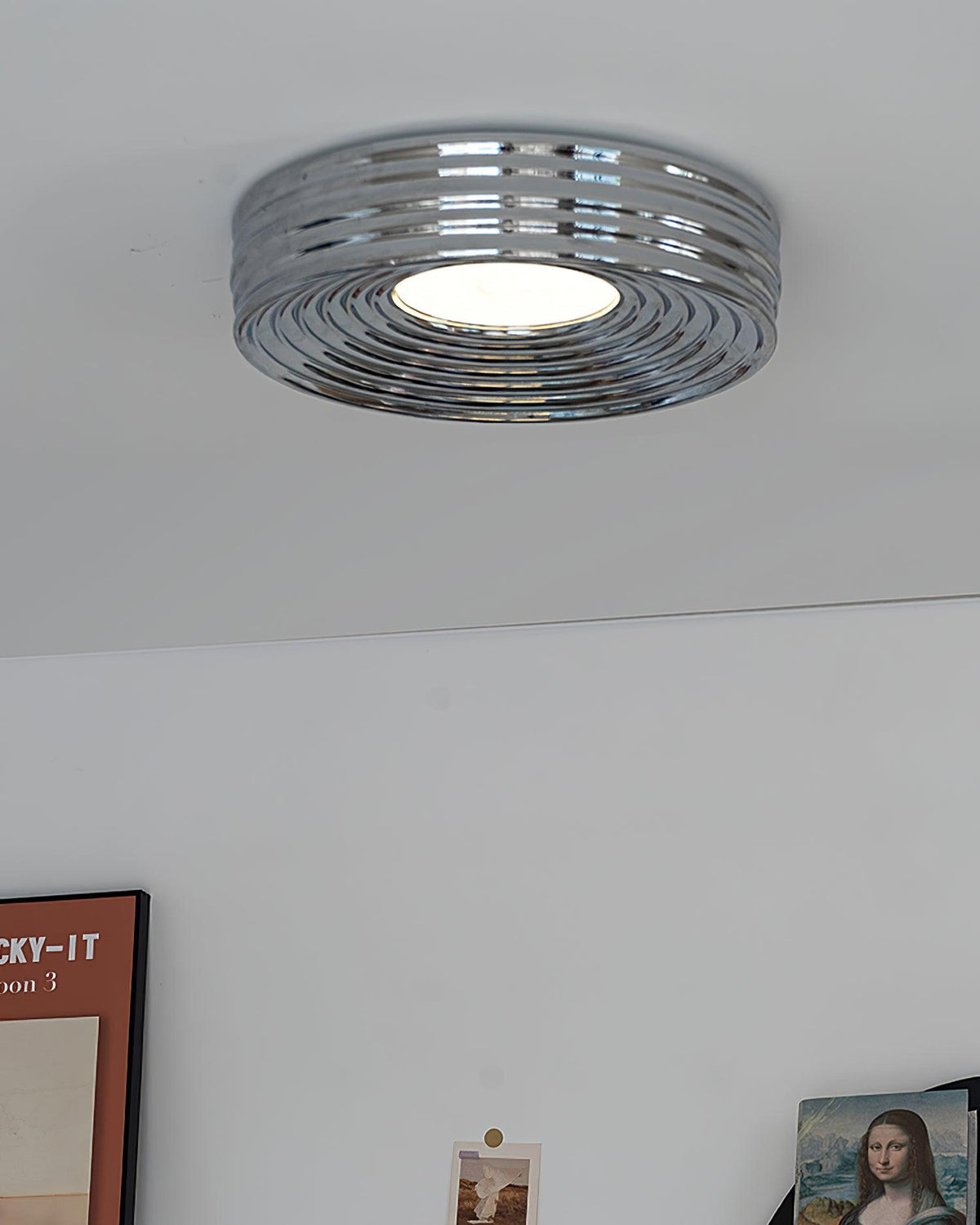 Ceiling Light Ribbed Canopy Textured Contemporary Fixture-Neutral Decor
