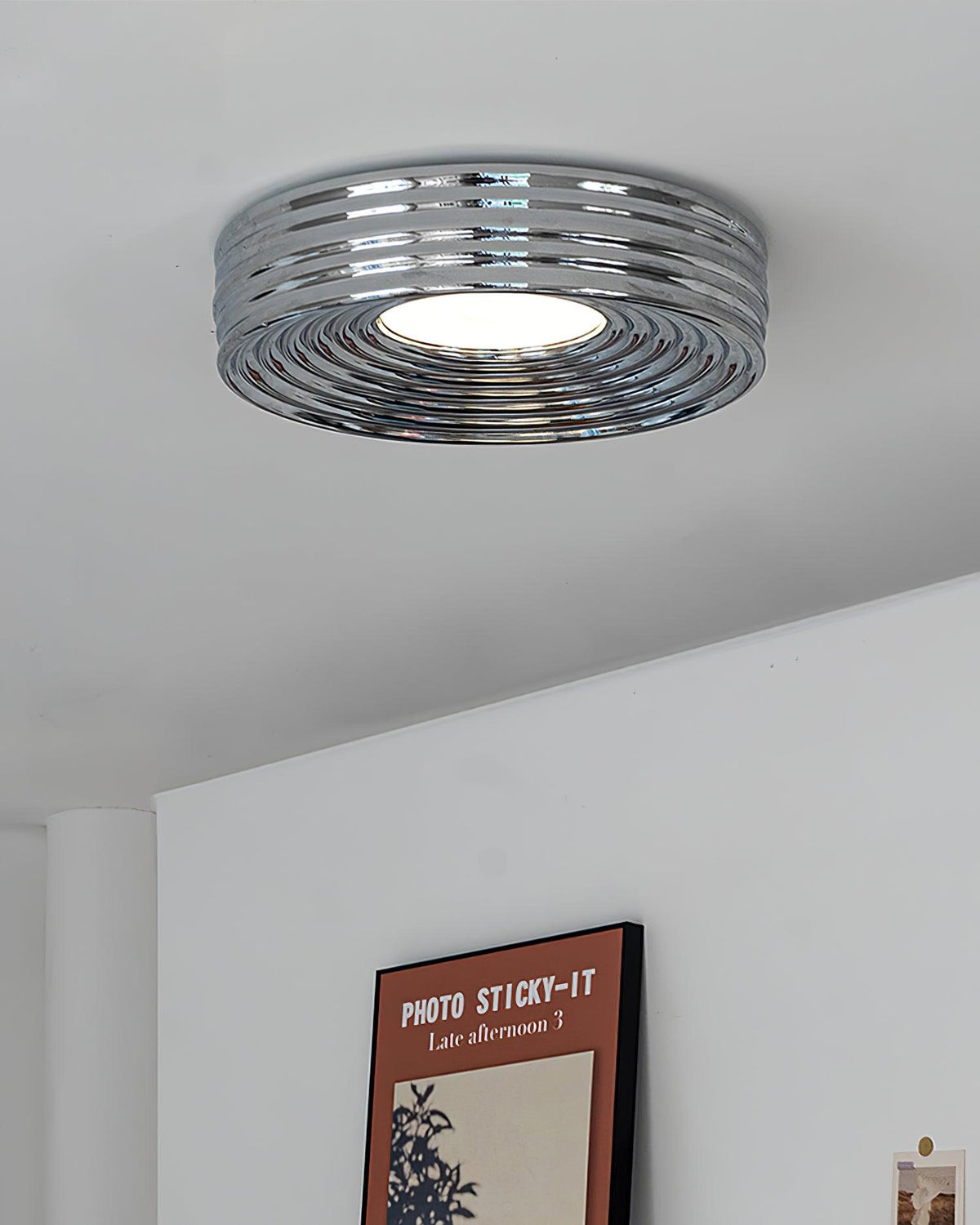 Ceiling Light Ribbed Canopy Textured Contemporary Fixture-Neutral Decor
