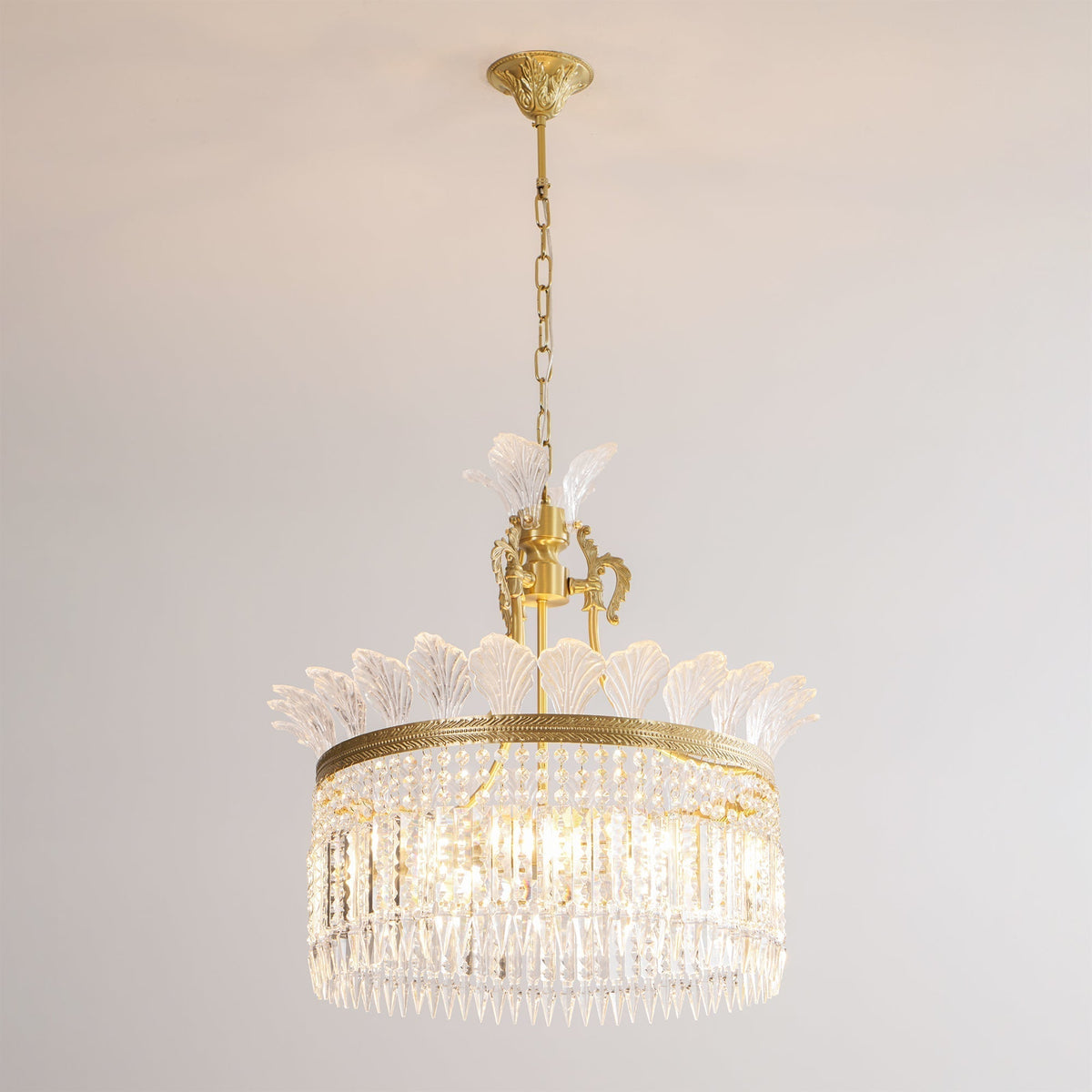 Crinoline Lustre En Cristal De Luxe Postmoderne En Laiton