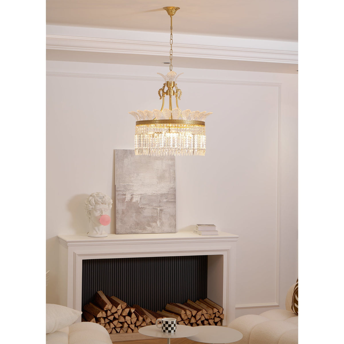 Crinoline Lustre En Cristal De Luxe Postmoderne En Laiton