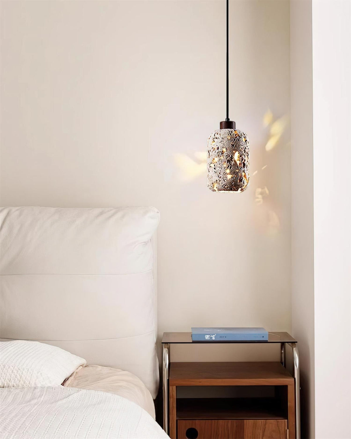 Caliora Pendant Light Concrete Travertine Cylinder Modern-Neutral Decor