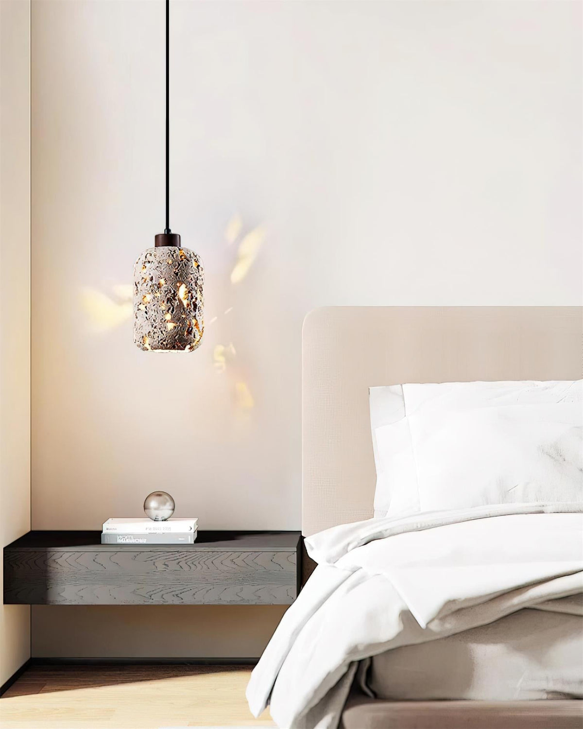 Caliora Pendant Light Concrete Travertine Cylinder Modern-Neutral Decor