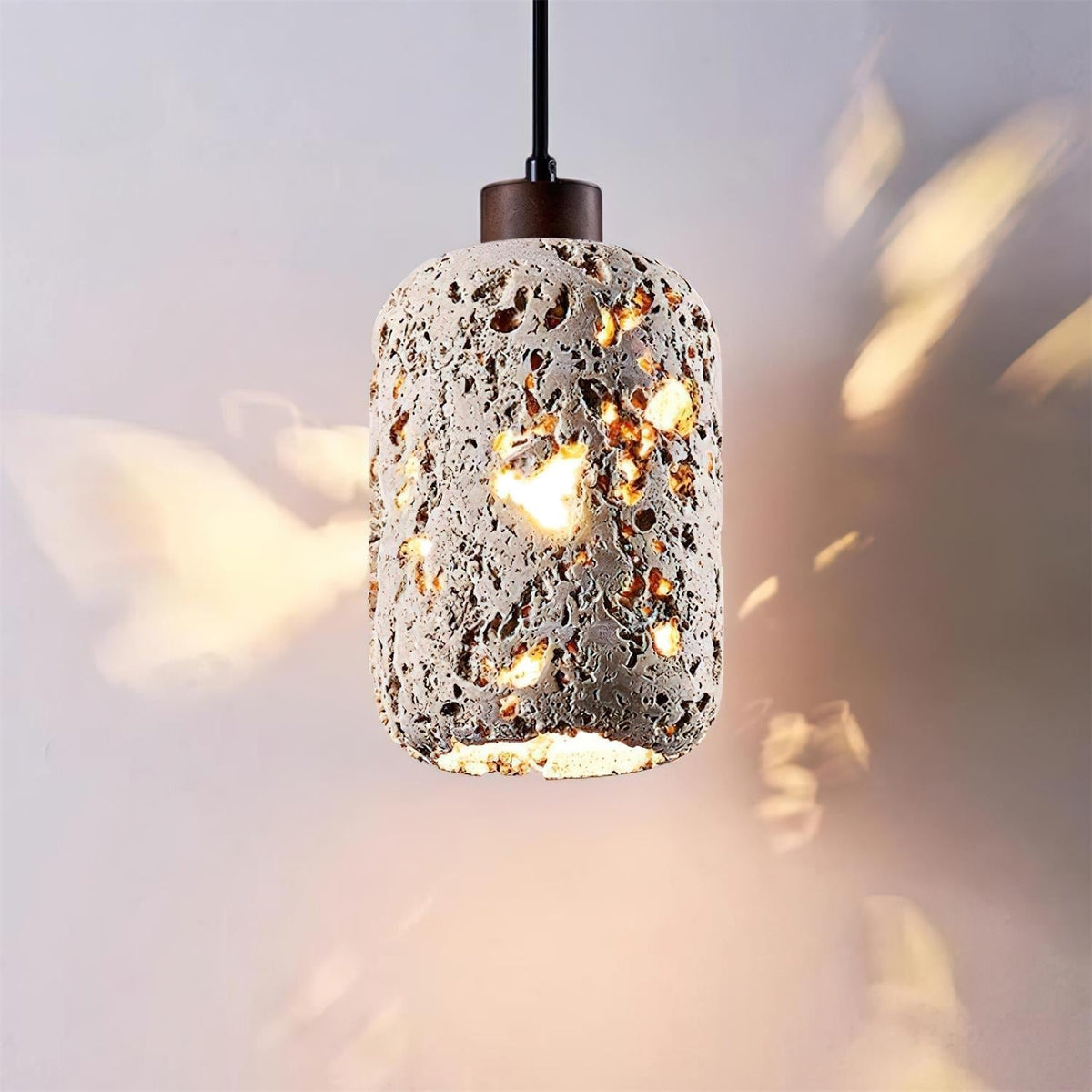 Caliora Pendant Light Concrete Travertine Cylinder Modern-Neutral Decor