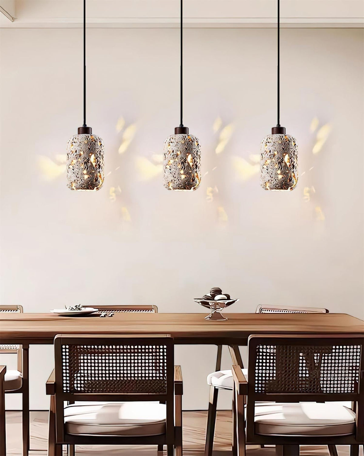 Caliora Pendant Light Concrete Travertine Cylinder Modern-Neutral Decor