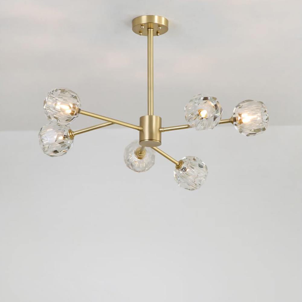 Talene Suspension Lampe Boule en Cristal et Laiton en Grappe