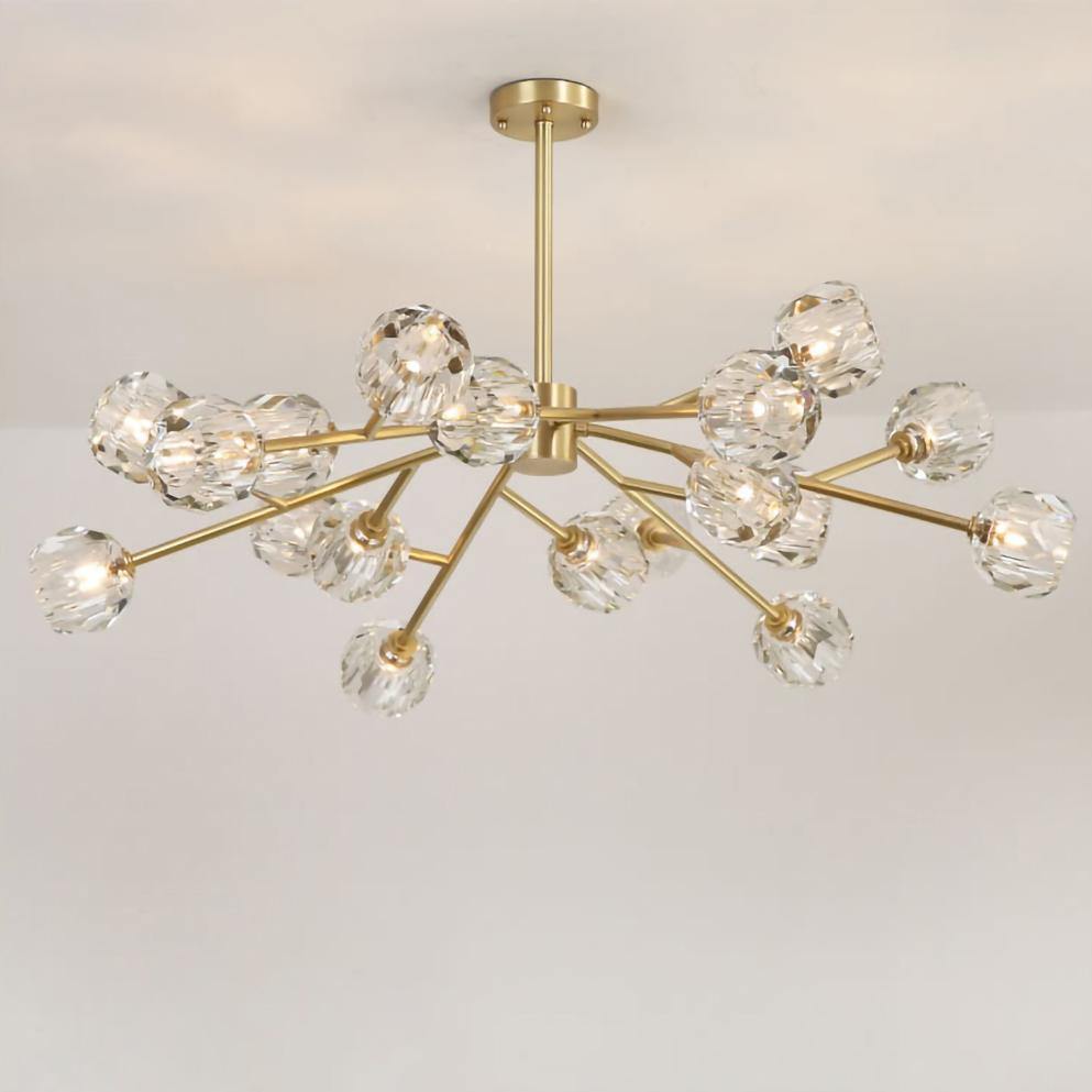 Talene Suspension Lampe Boule en Cristal et Laiton en Grappe