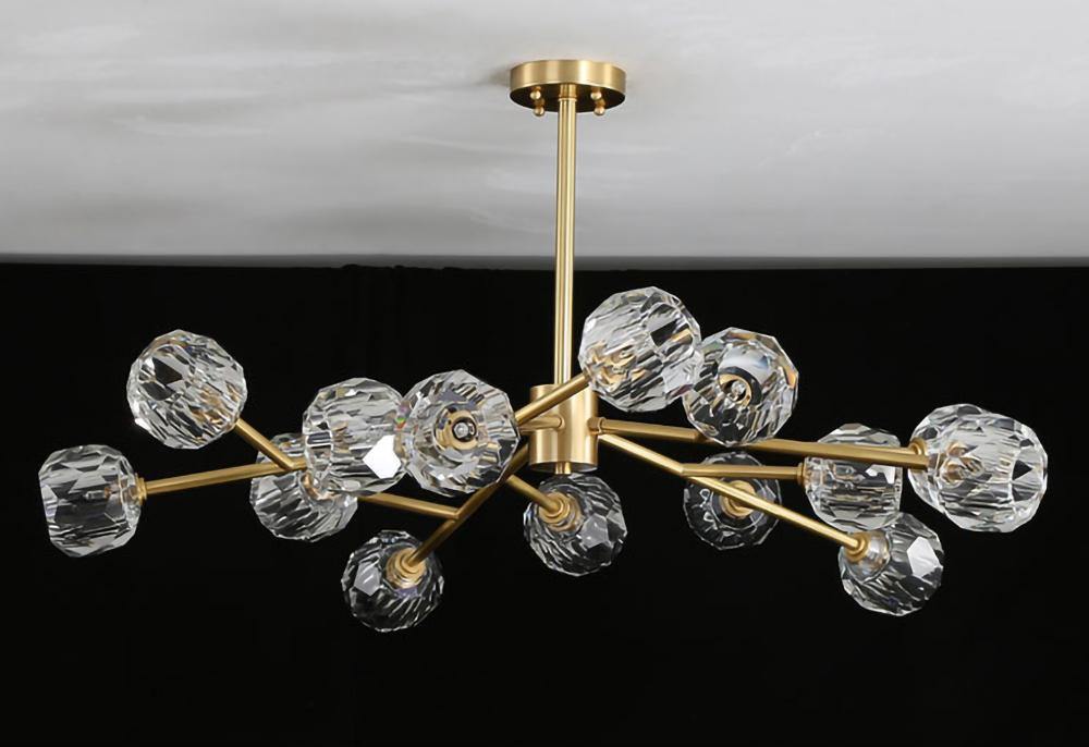 Talene Suspension Lampe Boule en Cristal et Laiton en Grappe