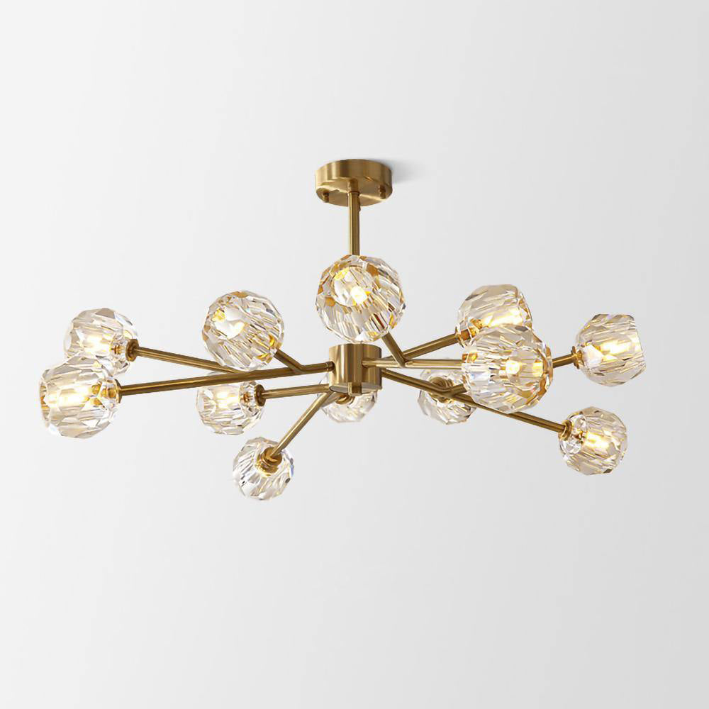 Talene Suspension Lampe Boule en Cristal et Laiton en Grappe