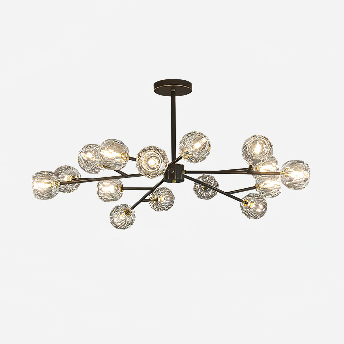 Talene Suspension Lampe Boule en Cristal et Laiton en Grappe