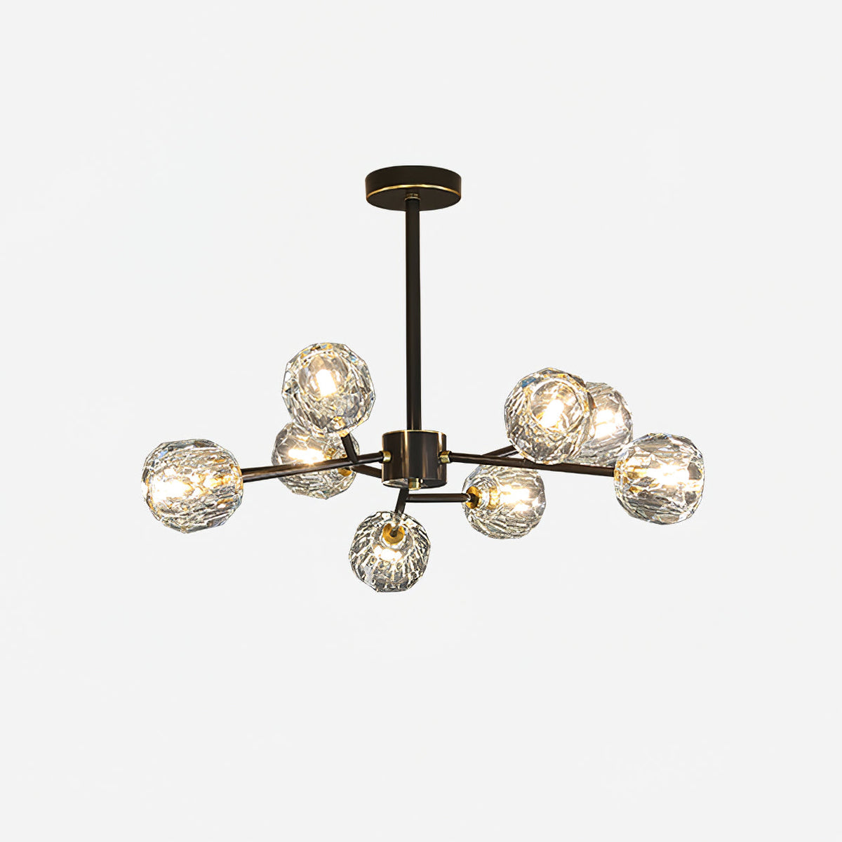 Talene Suspension Lampe Boule en Cristal et Laiton en Grappe