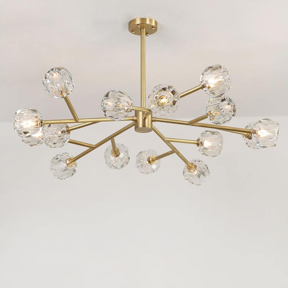 Talene Suspension Lampe Boule en Cristal et Laiton en Grappe