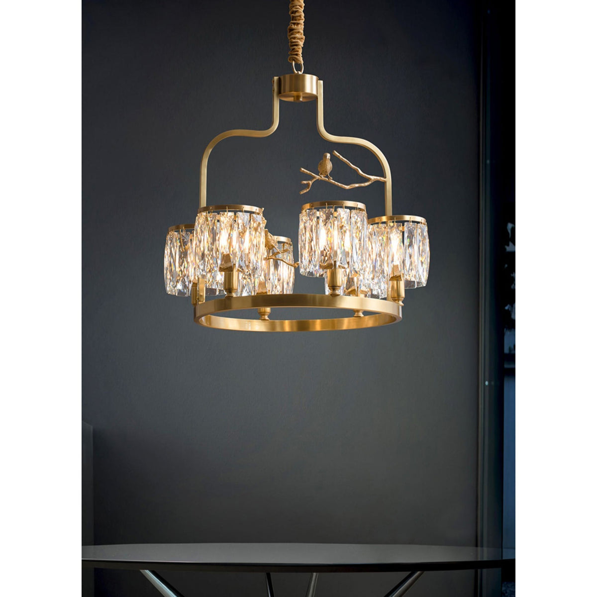 Zephyr Lustre En Cristal Et Laiton à Motif D'oiseau Créatif Individuel