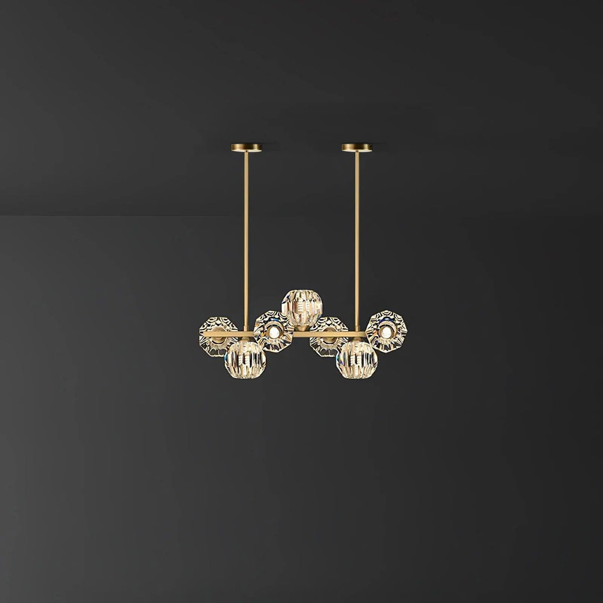 Silvael Lustre Luxueux Boule Laiton Cristal Verre