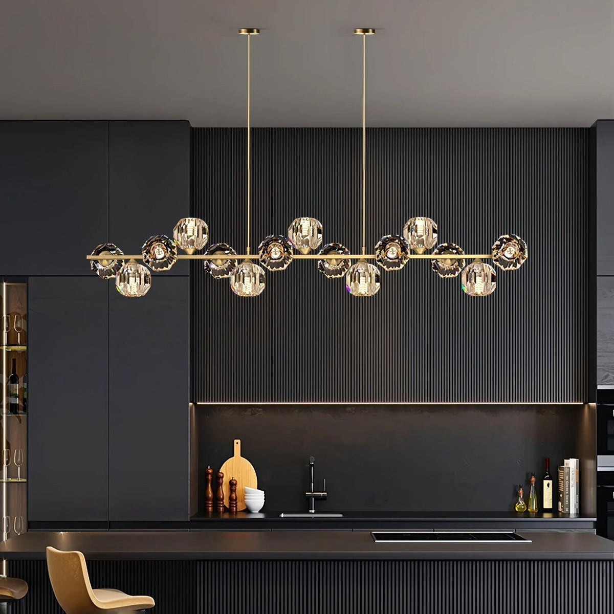 Silvael Lustre Luxueux Boule Laiton Cristal Verre