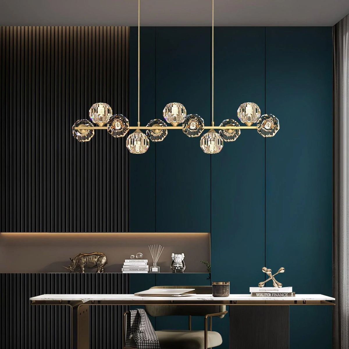 Silvael Lustre Luxueux Boule Laiton Cristal Verre