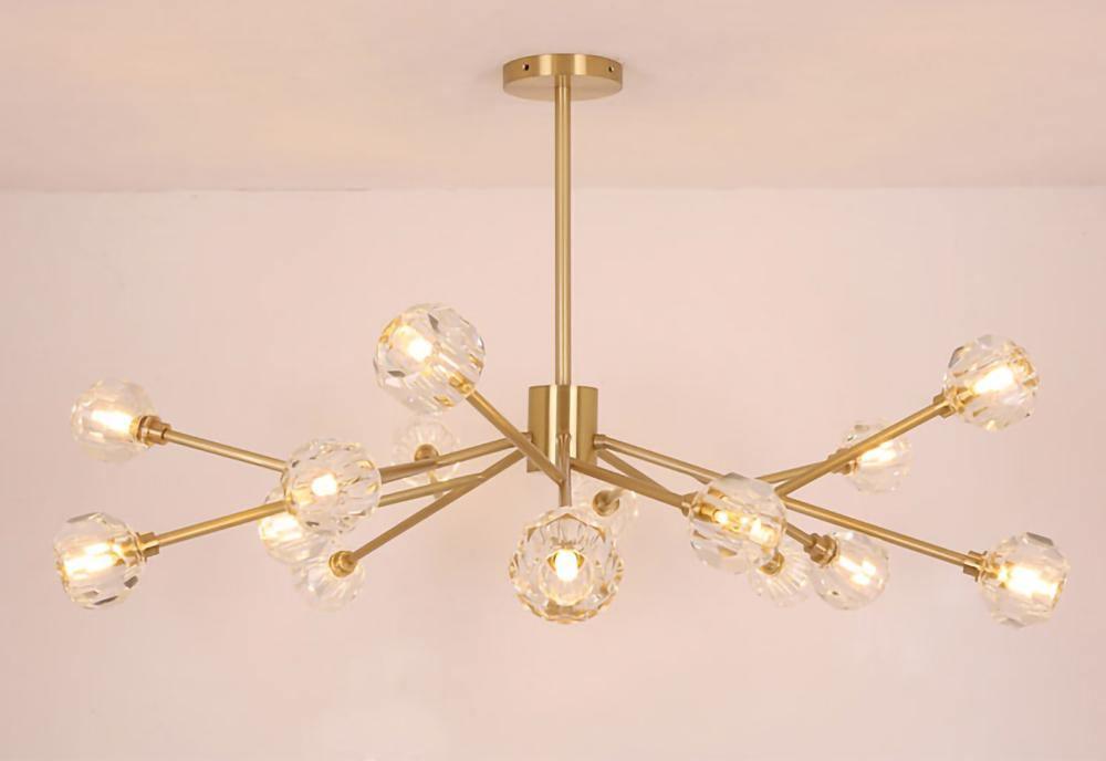 Talene Suspension Lampe Boule en Cristal et Laiton en Grappe