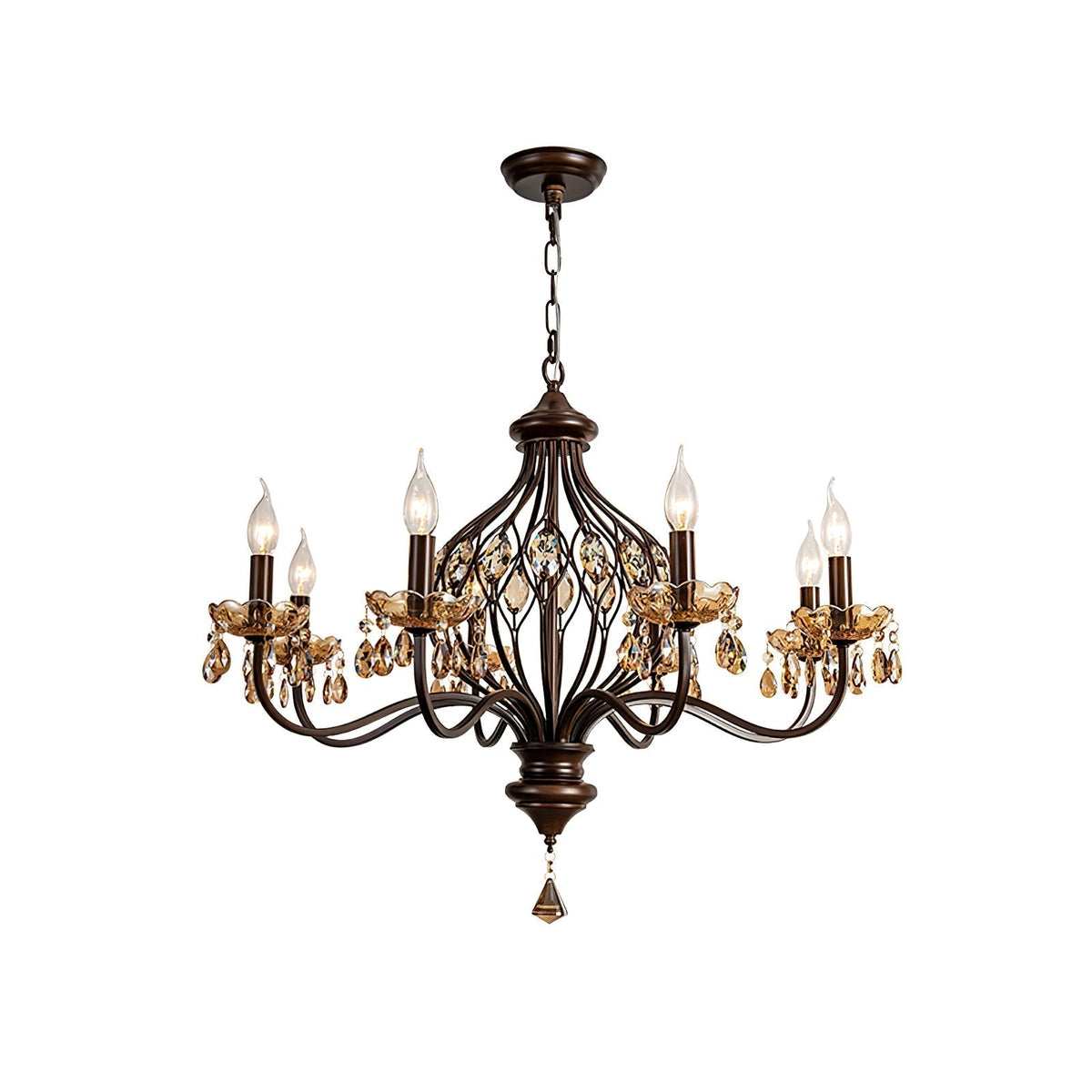Enorel Lustre en Bronze Vintage avec Cristaux