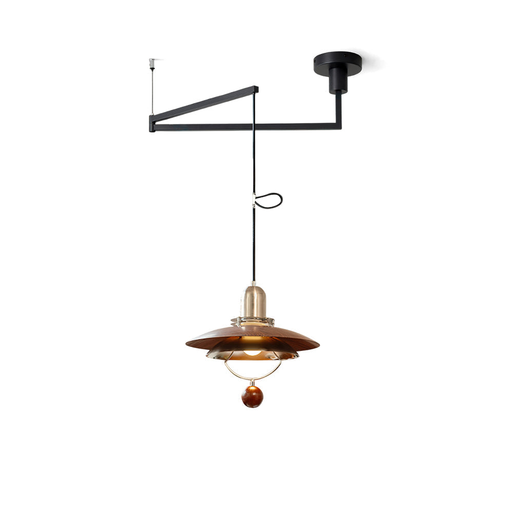 Cullen Swing Arm Pendant Light in black against a neutral background.
