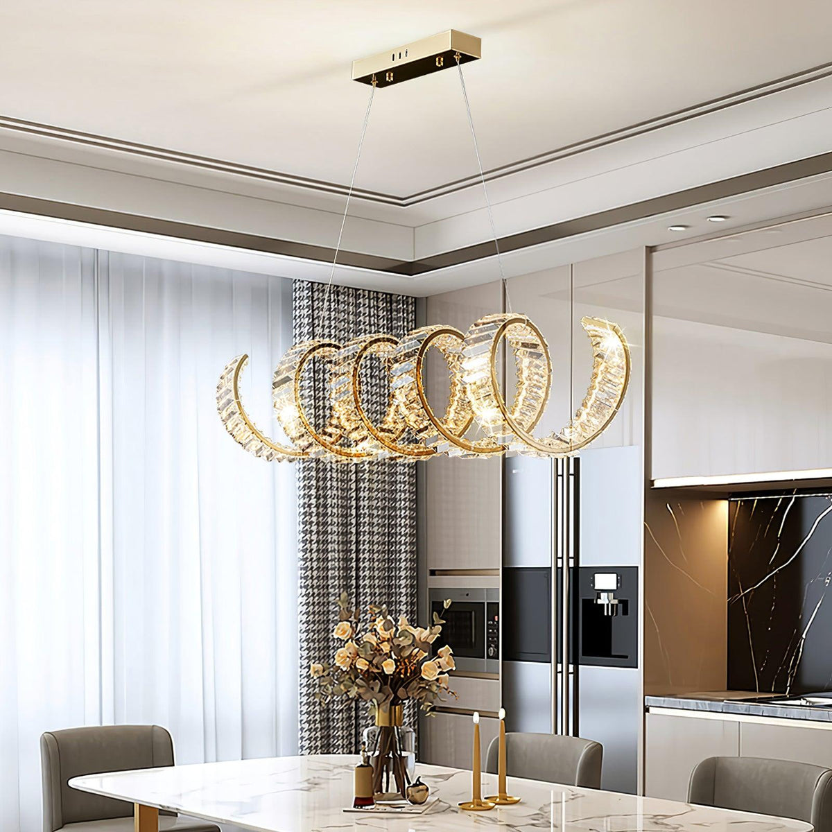 Dorista Lustre Courbé Cristal LED Luxueux