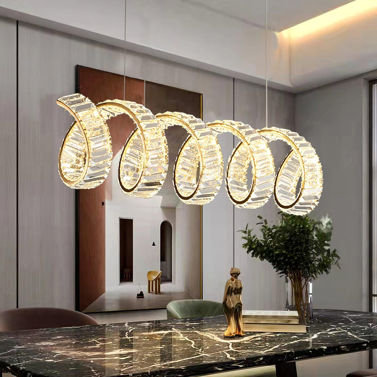 Dorista Lustre Courbé Cristal LED Luxueux