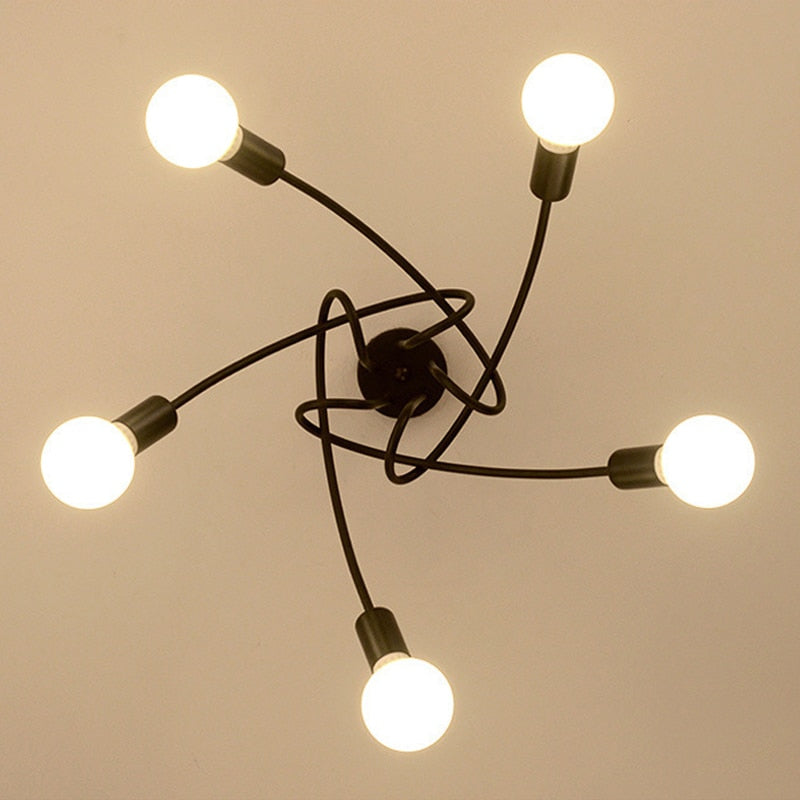 Valentina Lustre Linéaire/Bulle Moderne, Métal, Noir/Blanc/Or, Salon