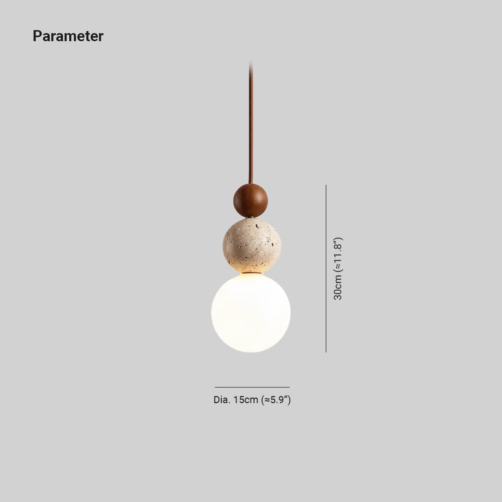 Giona Pendant Lamp Globe Travertine Wood Neutral-Neutral Decor