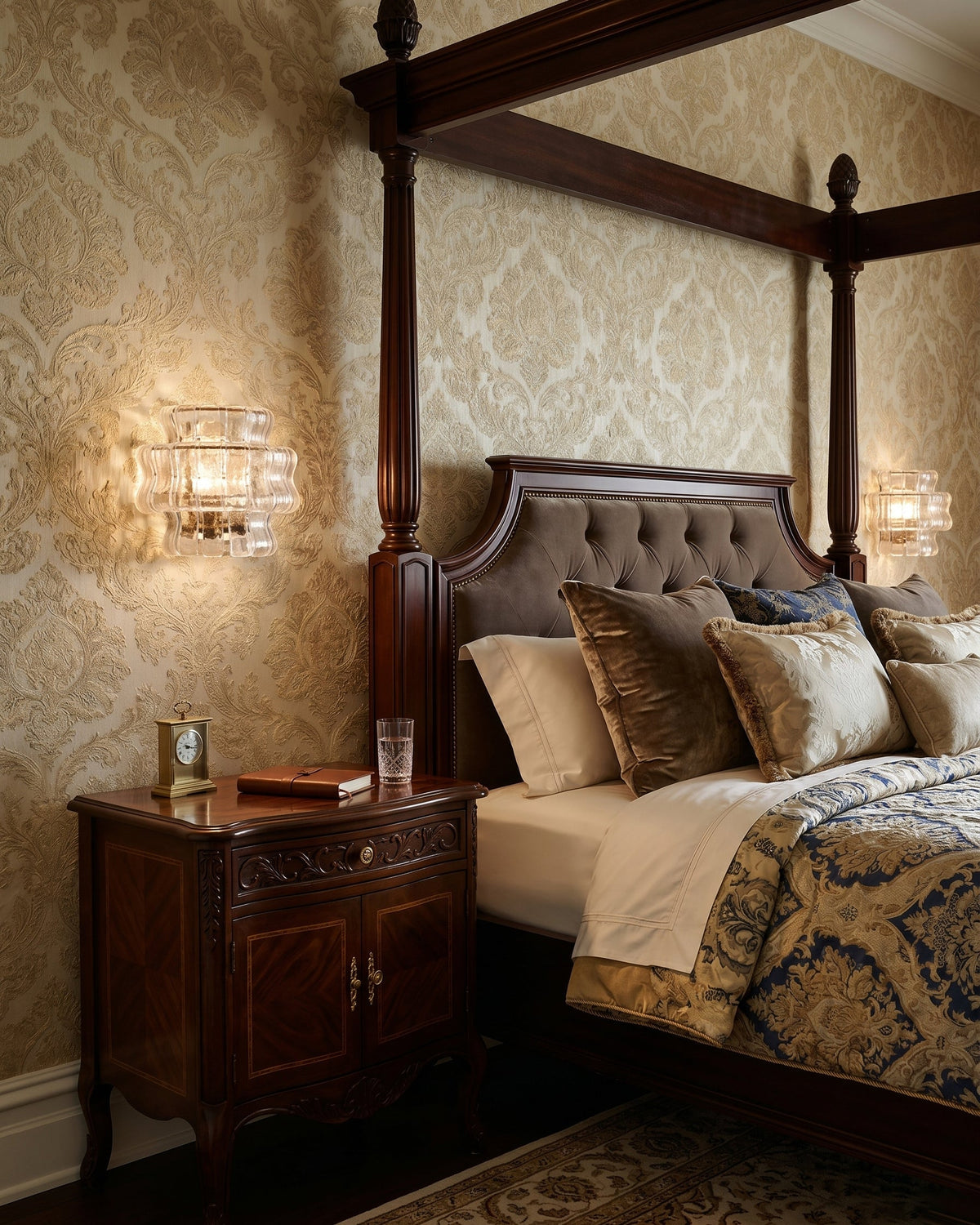 Amber glass Albano Wall Lamp creating an inviting ambiance.