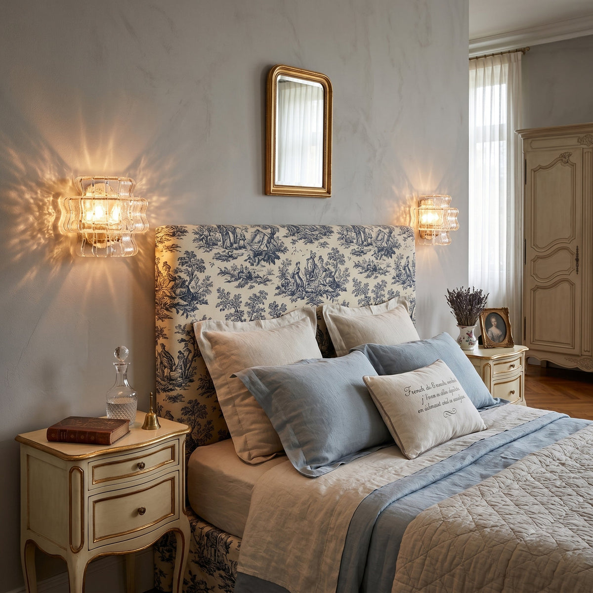 Albano Wall Lamp shown in a bedroom setting as a bedside light.