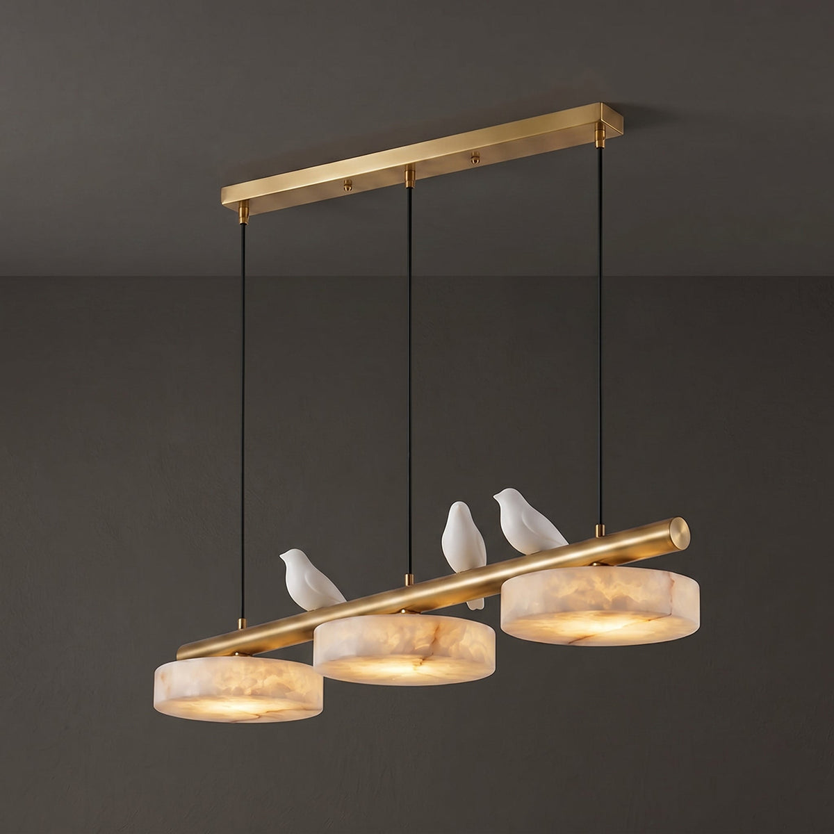Dimension diagram for the Sienna Bird Alabaster Chandelier.